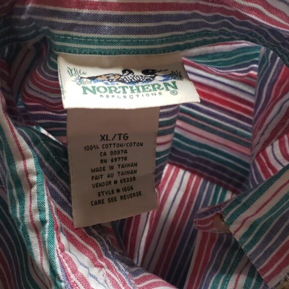 Vintage Northern Relfections Womens Pastel Striped Button Down Sleeve Shirt XL - Picture 7 of 7